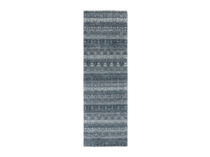 2'7" x 8'0" New Hand Knotted Grey Wool Runner Oriental Rug - MOA10276020