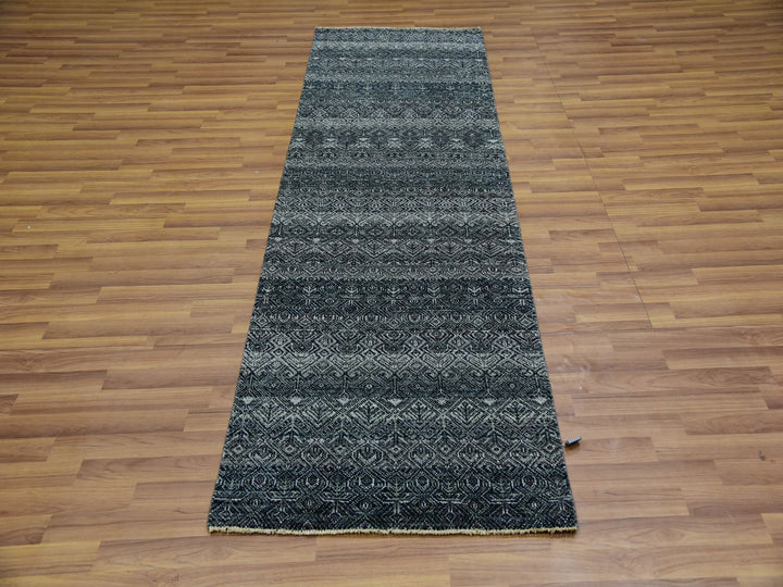 2'7" x 8'0" New Hand Knotted Grey Wool Runner Oriental Rug - MOA10276020