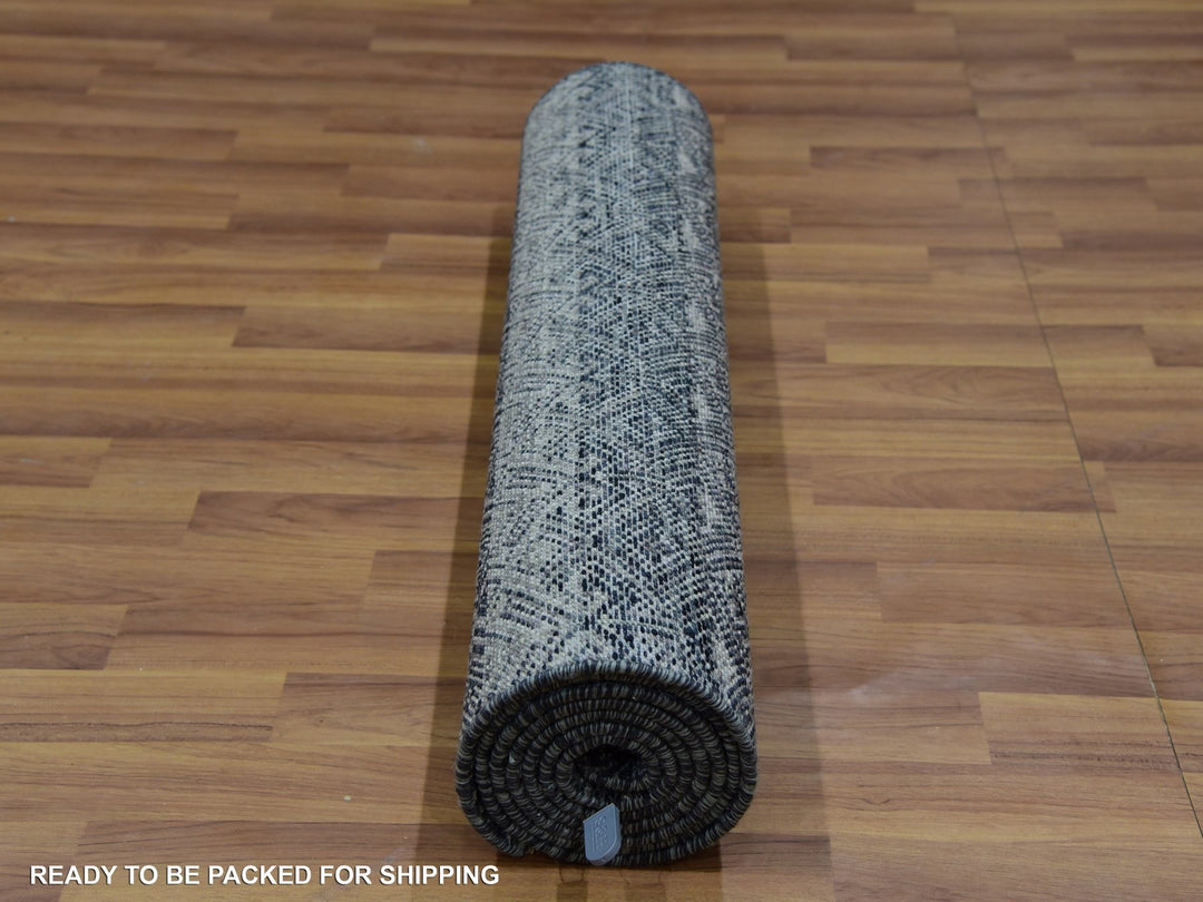 2'7" x 8'0" New Hand Knotted Grey Wool Runner Oriental Rug - MOA10276020