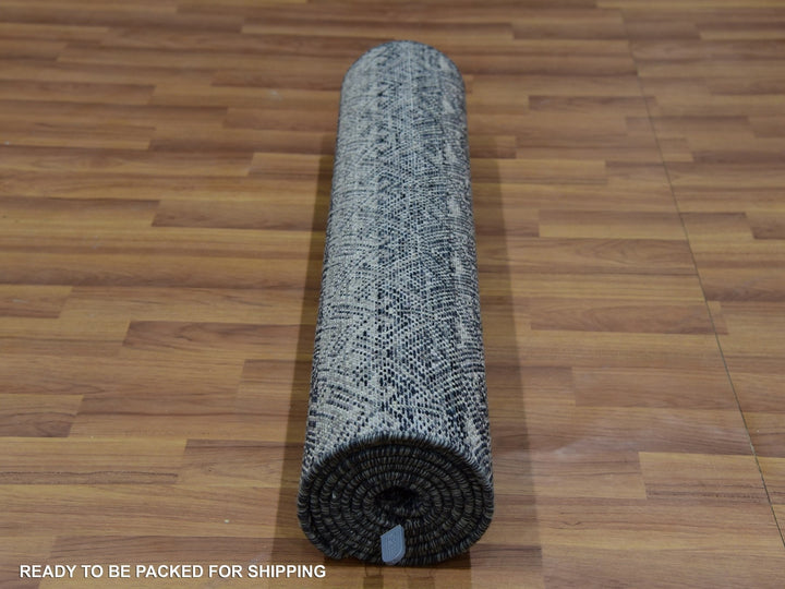 2'7" x 8'0" New Hand Knotted Grey Wool Runner Oriental Rug - MOA10276020