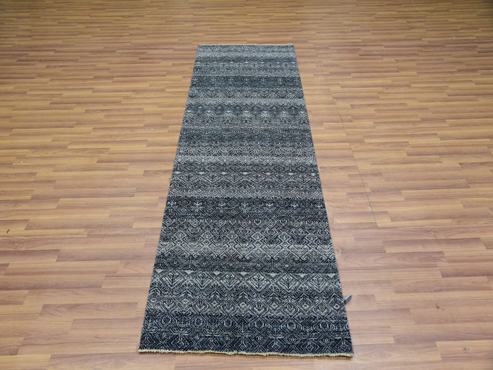 2'7" x 8'0" New Hand Knotted Grey Wool Runner Oriental Rug - MOA10276021