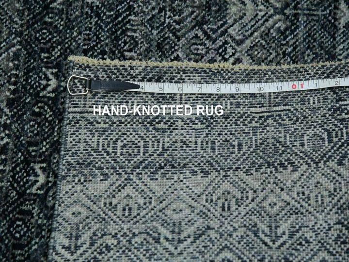 2'7" x 8'0" New Hand Knotted Grey Wool Runner Oriental Rug - MOA10276021