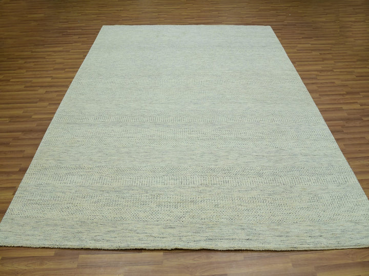 8'1" x 9'10" New Hand Knotted Ivory Wool Rectangle Oriental Rug - MOA10276022