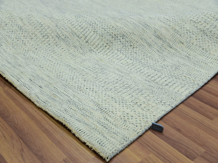 8'1" x 9'10" New Hand Knotted Ivory Wool Rectangle Oriental Rug - MOA10276022