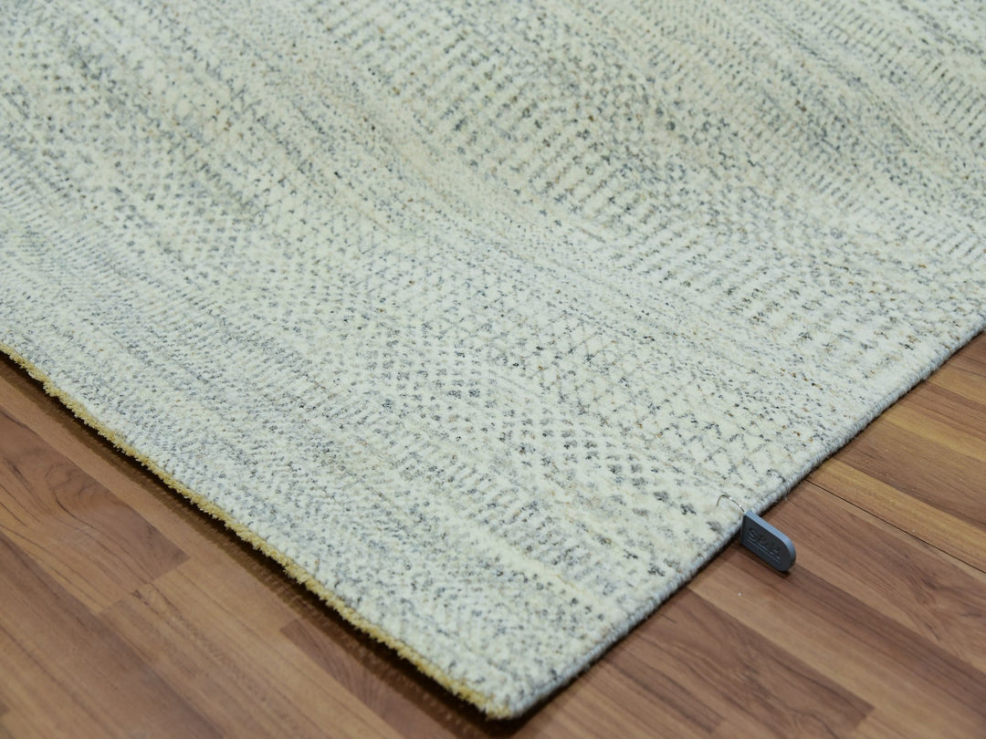 7'11" x 8'0" New Hand Knotted Ivory Wool Square Oriental Rug - MOA10276023