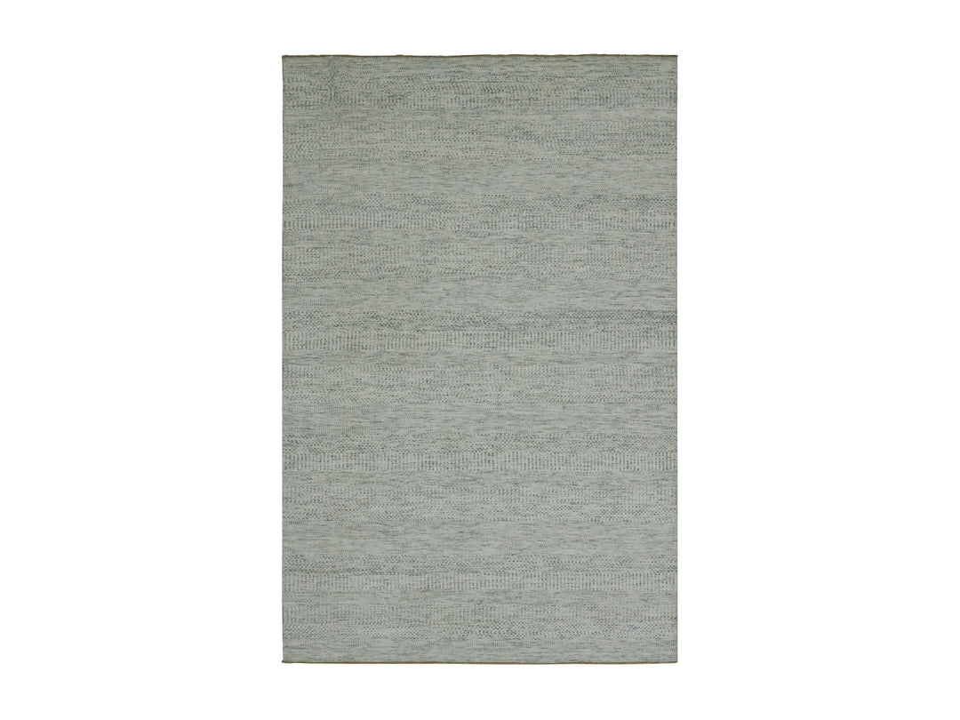 5'10" x 9'1" New Hand Knotted Ivory Wool Rectangle Oriental Rug - MOA10276024