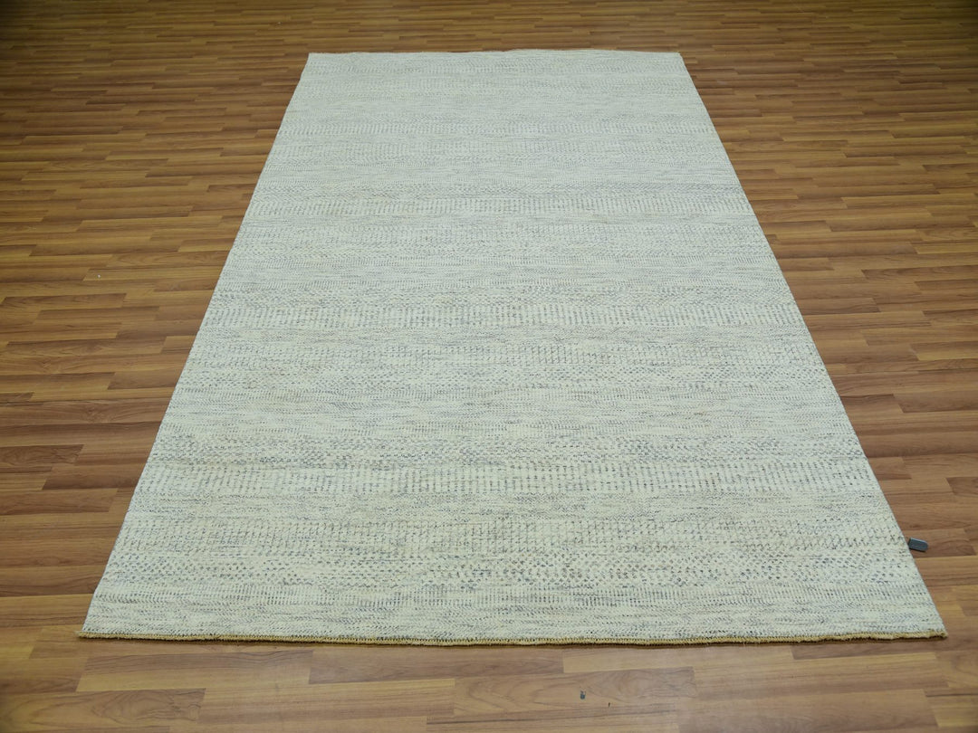 5'10" x 9'1" New Hand Knotted Ivory Wool Rectangle Oriental Rug - MOA10276024