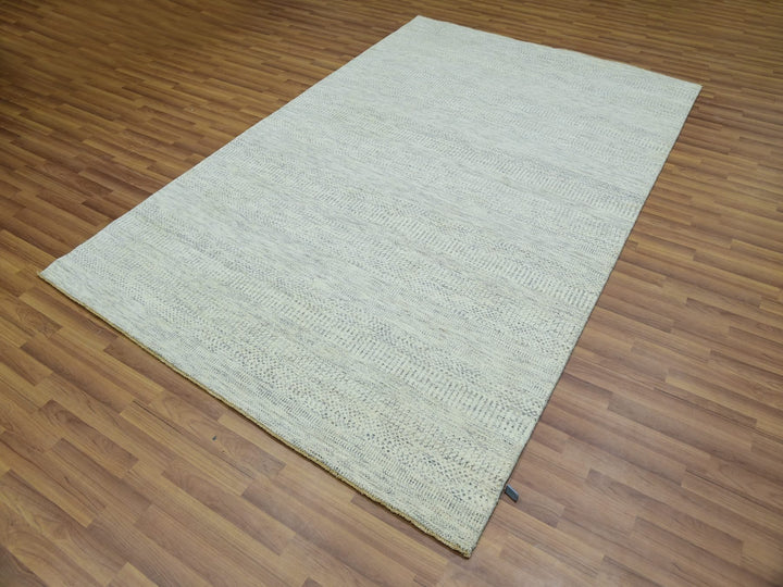 5'10" x 9'1" New Hand Knotted Ivory Wool Rectangle Oriental Rug - MOA10276024