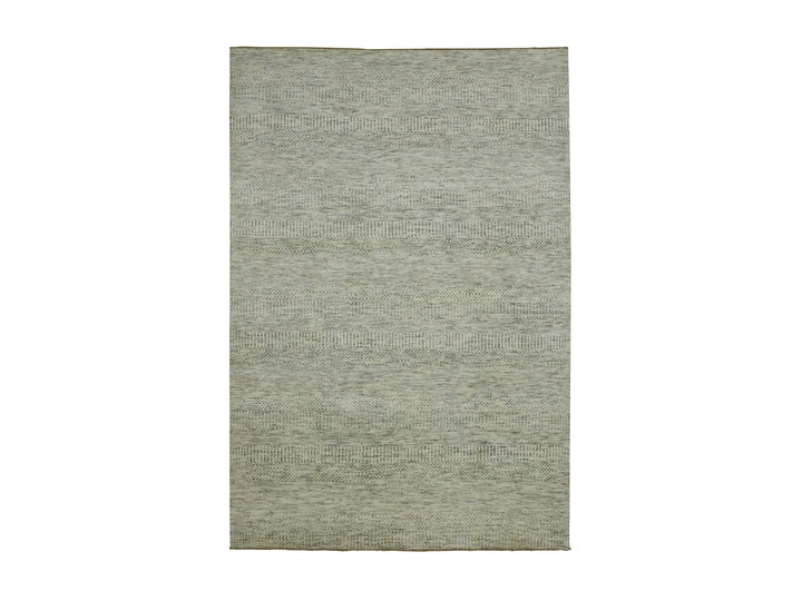 6'0" x 9'0" New Hand Knotted Ivory Wool Rectangle Oriental Rug - MOA10276025