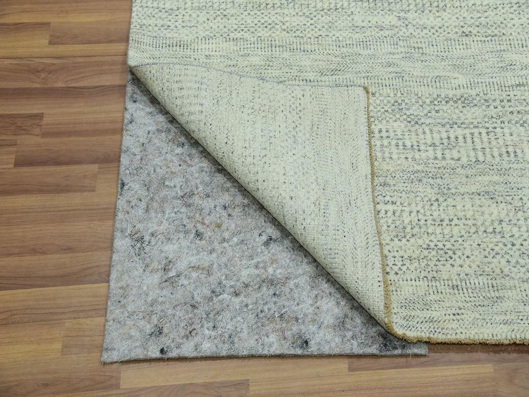 6'0" x 9'0" New Hand Knotted Ivory Wool Rectangle Oriental Rug - MOA10276025