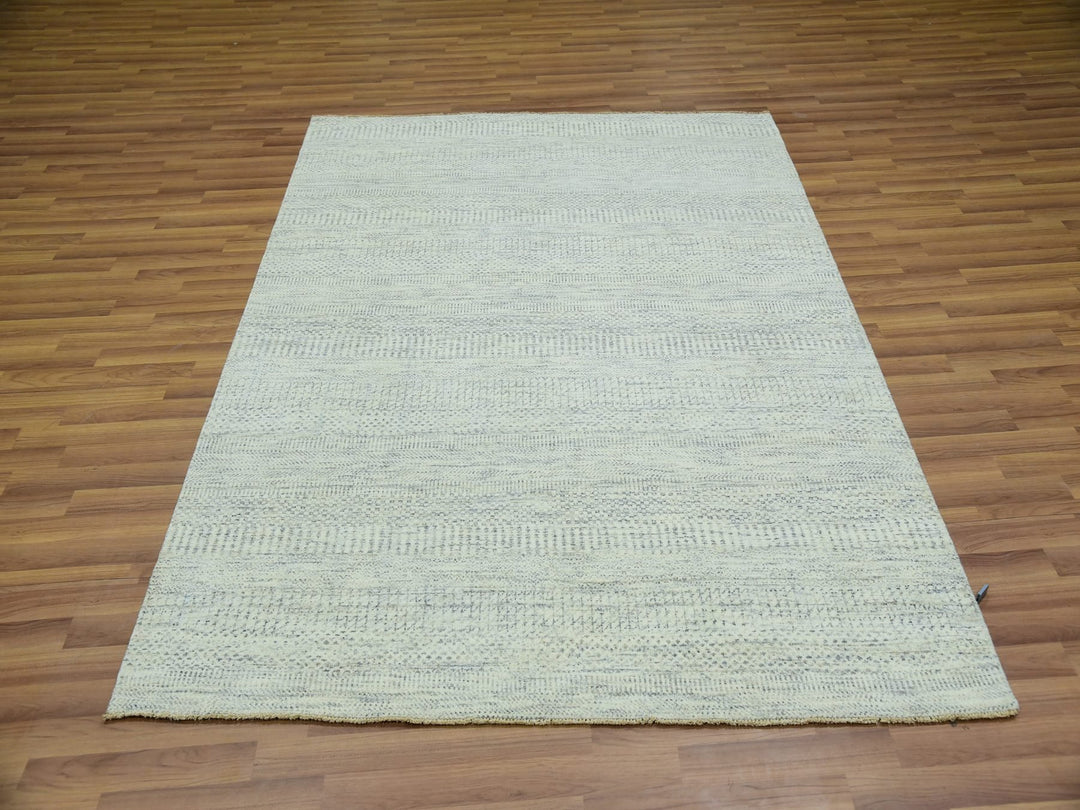 5'4" x 7'1" New Hand Knotted Ivory Wool Rectangle Oriental Rug - MOA10276026