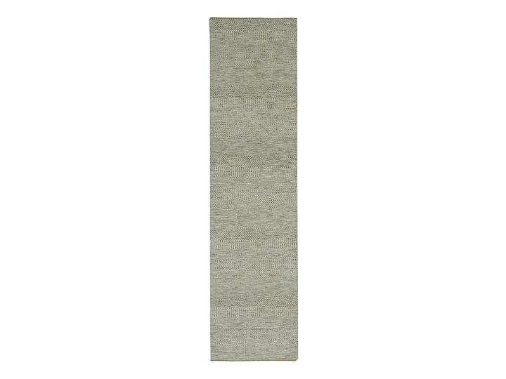 2'7" x 10'1" New Hand Knotted Ivory Wool Runner Oriental Rug - MOA10276027
