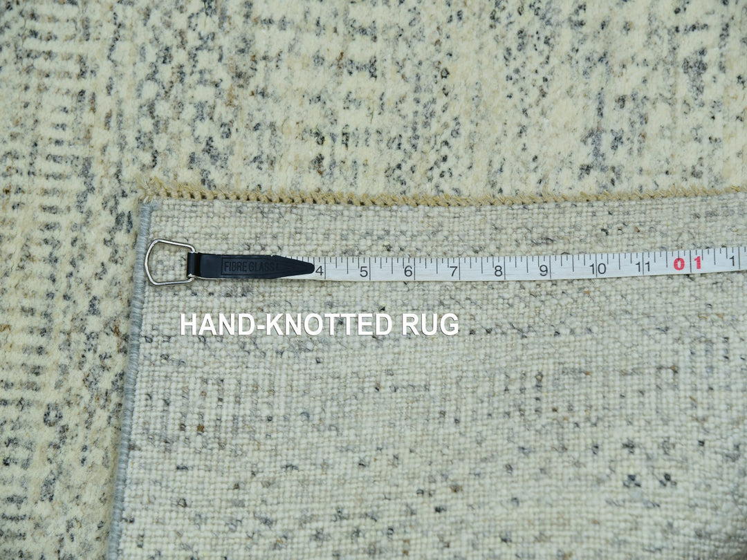 2'7" x 10'1" New Hand Knotted Ivory Wool Runner Oriental Rug - MOA10276027