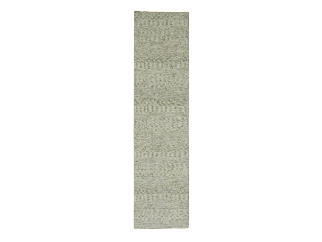 2'6" x 10'1" New Hand Knotted Ivory Wool Runner Oriental Rug - MOA10276028
