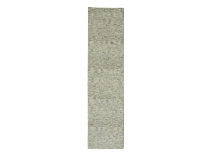 2'6" x 10'1" New Hand Knotted Ivory Wool Runner Oriental Rug - MOA10276028