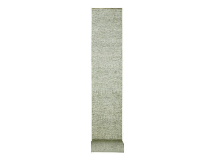 2'7" x 26'1" New Hand Knotted Ivory Wool Runner Oriental Rug - MOA10276029