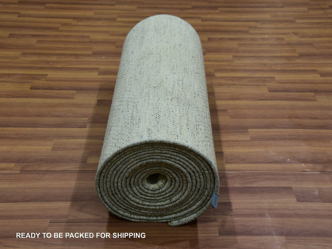 2'7" x 26'1" New Hand Knotted Ivory Wool Runner Oriental Rug - MOA10276029