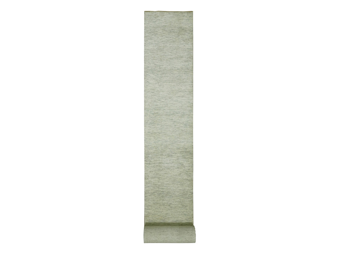 2'6" x 29'9" New Hand Knotted Ivory Wool Runner Oriental Rug - MOA10276030