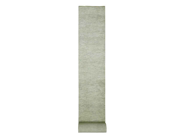 2'6" x 29'9" New Hand Knotted Ivory Wool Runner Oriental Rug - MOA10276030