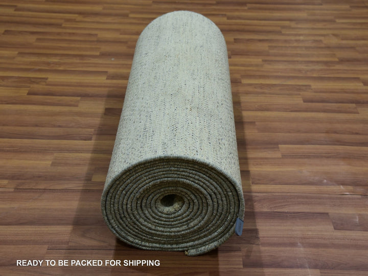 2'6" x 29'9" New Hand Knotted Ivory Wool Runner Oriental Rug - MOA10276030