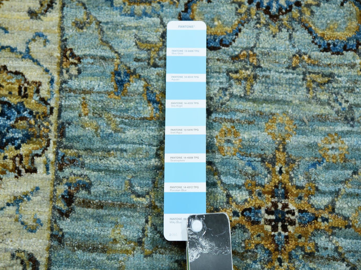 2'7" x 15'10" New Hand Knotted Blue Wool Runner Oriental Rug - MOA10276034