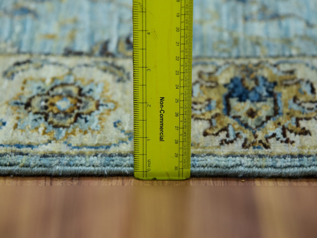 2'7" x 15'10" New Hand Knotted Blue Wool Runner Oriental Rug - MOA10276034