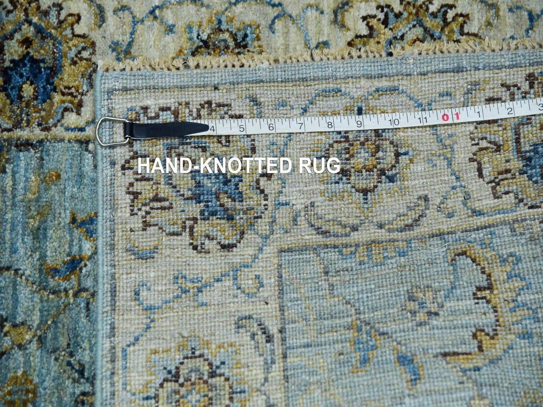 2'7" x 15'10" New Hand Knotted Blue Wool Runner Oriental Rug - MOA10276034