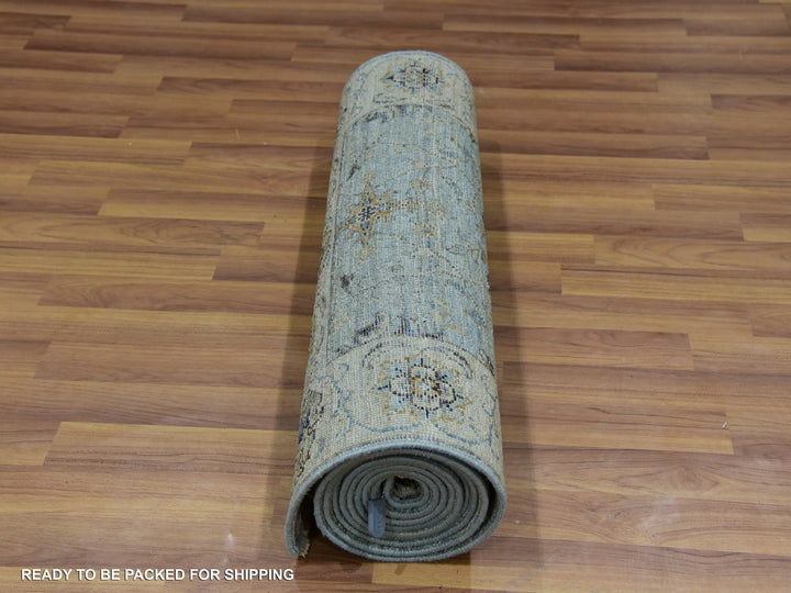 2'6" x 12'0" New Hand Knotted Blue Wool Runner Oriental Rug - MOA10276035