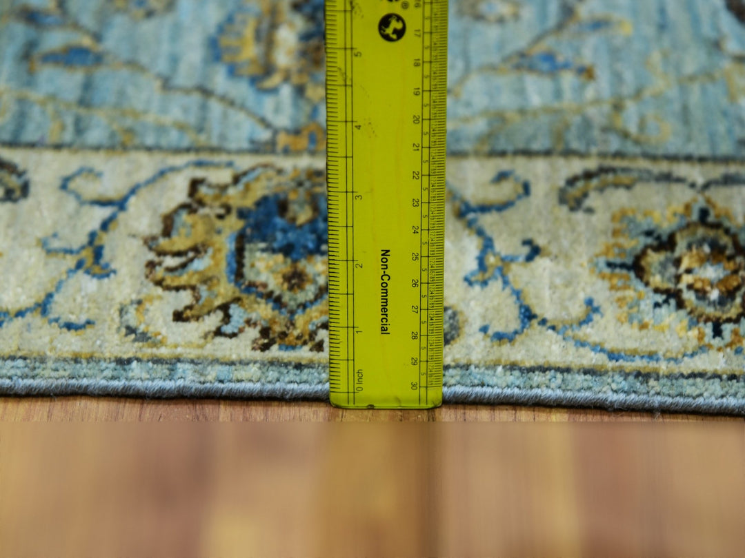 2'6" x 25'8" New Hand Knotted Blue Wool Runner Oriental Rug - MOA10276037