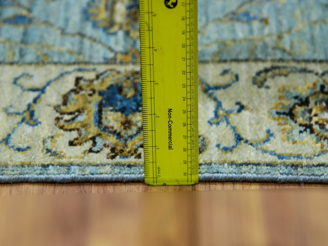 2'9" x 24'3" New Hand Knotted Blue Wool Runner Oriental Rug - MOA10276038