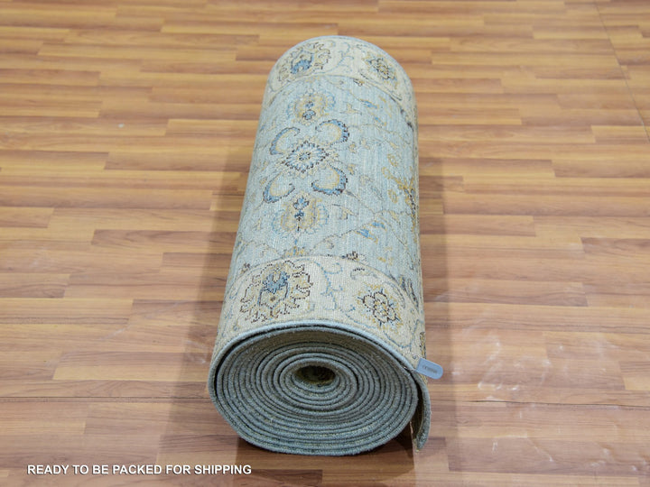 2'8" x 29'9" New Hand Knotted Blue Wool Runner Oriental Rug - MOA10276039