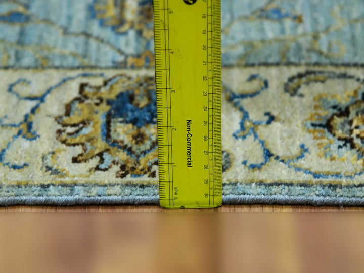 2'8" x 29'9" New Hand Knotted Blue Wool Runner Oriental Rug - MOA10276039