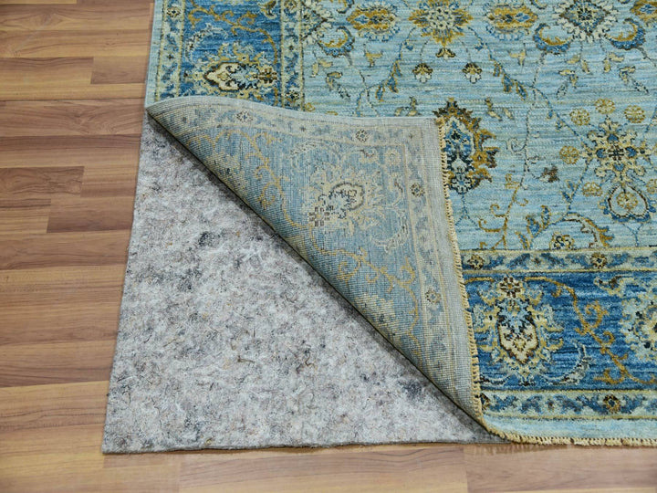 6'1" x 9'3" New Hand Knotted Blue Wool Rectangle Oriental Rug - MOA10276045