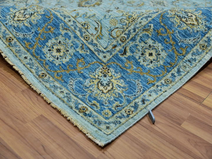 6'1" x 9'3" New Hand Knotted Blue Wool Rectangle Oriental Rug - MOA10276045