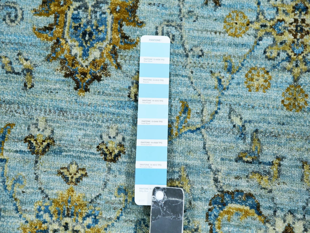 6'1" x 9'3" New Hand Knotted Blue Wool Rectangle Oriental Rug - MOA10276045