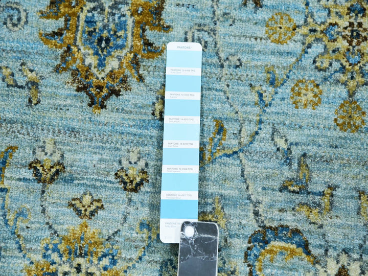 6'1" x 9'3" New Hand Knotted Blue Wool Rectangle Oriental Rug - MOA10276045