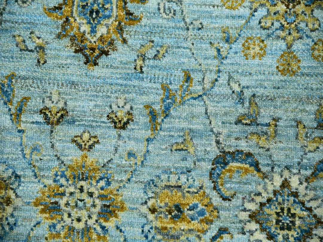 6'1" x 9'3" New Hand Knotted Blue Wool Rectangle Oriental Rug - MOA10276045