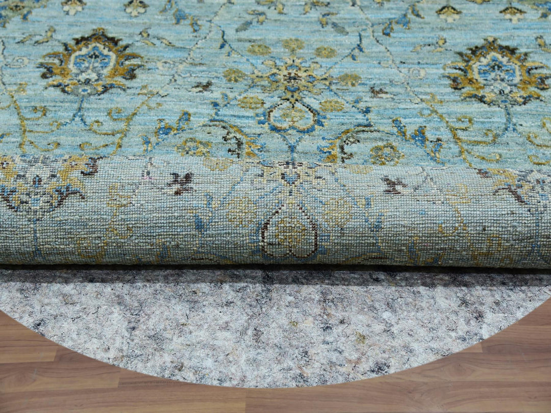 6'0" x 6'0" New Hand Knotted Blue Wool Round Oriental Rug - MOA10276046