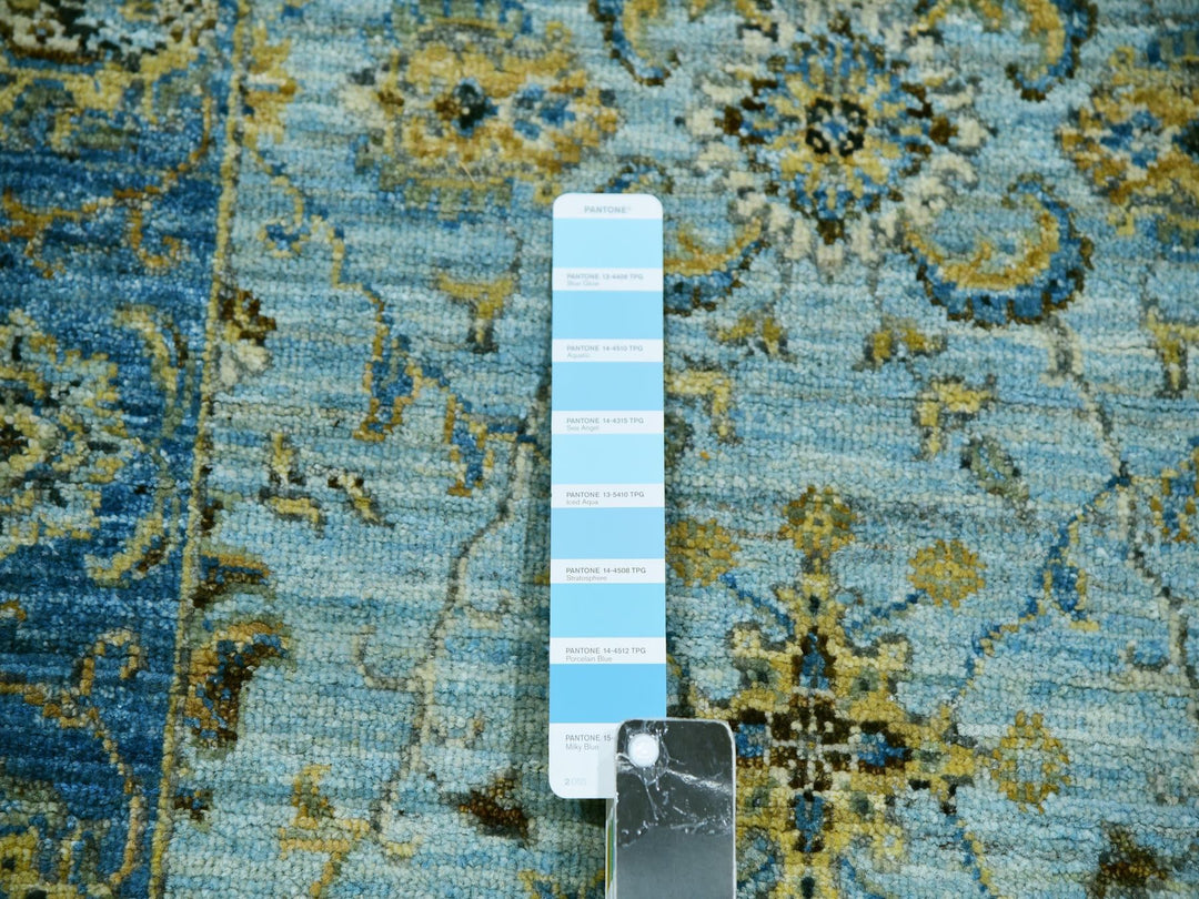 2'6" x 14'0" New Hand Knotted Blue Wool Runner Oriental Rug - MOA10276050