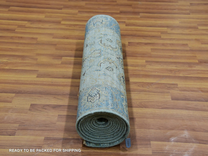 2'6" x 14'0" New Hand Knotted Blue Wool Runner Oriental Rug - MOA10276050