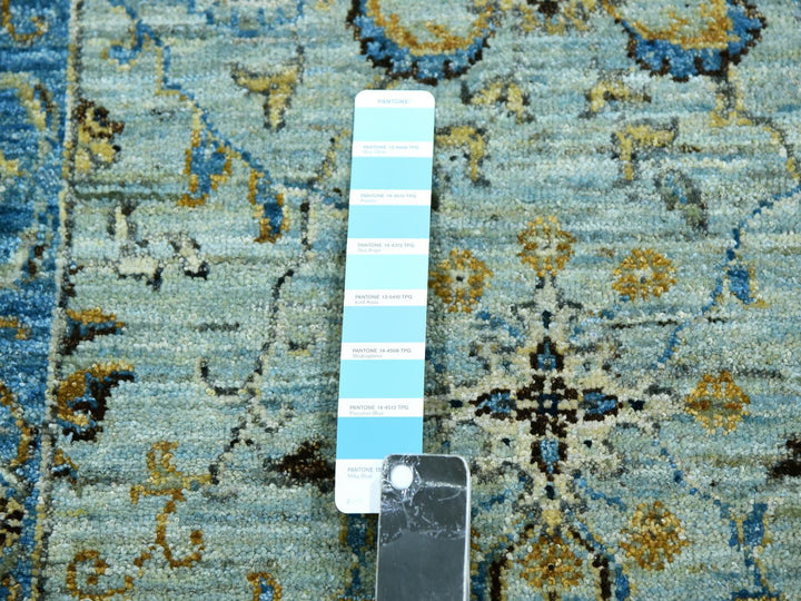 2'9" x 16'1" New Hand Knotted Blue Wool Runner Oriental Rug - MOA10276051