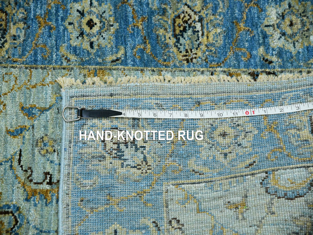 2'9" x 16'1" New Hand Knotted Blue Wool Runner Oriental Rug - MOA10276051