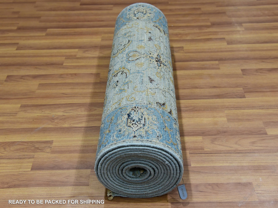 2'8" x 21'11" New Hand Knotted Blue Wool Runner Oriental Rug - MOA10276052