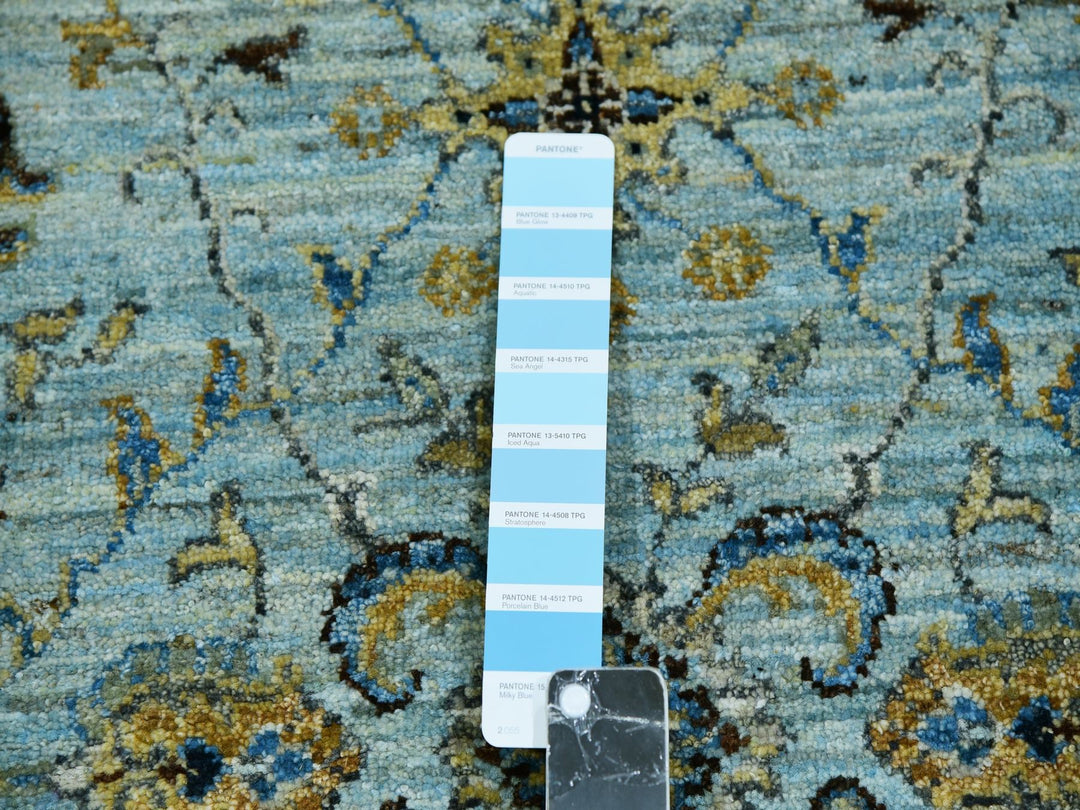2'8" x 24'1" New Hand Knotted Blue Wool Runner Oriental Rug - MOA10276053