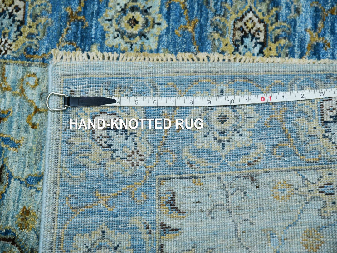 2'8" x 24'1" New Hand Knotted Blue Wool Runner Oriental Rug - MOA10276053