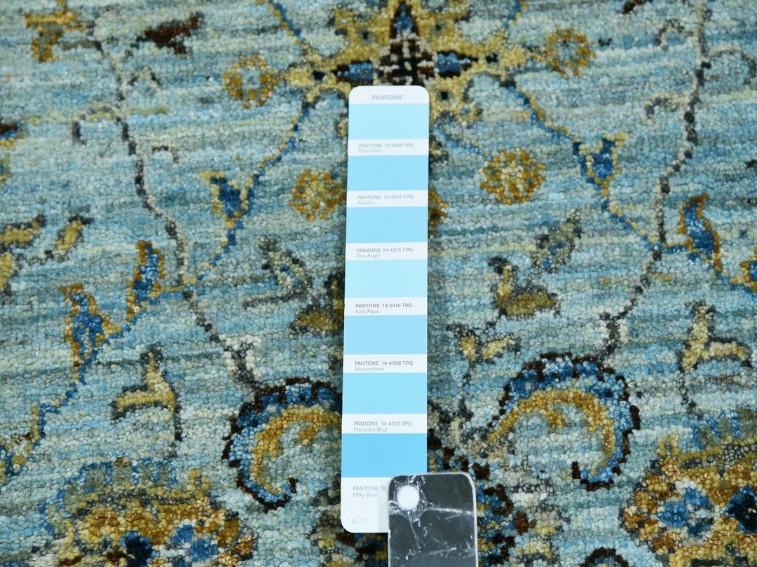 2'8" x 29'10" New Hand Knotted Blue Wool Runner Oriental Rug - MOA10276054