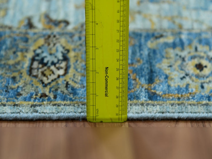 2'8" x 29'10" New Hand Knotted Blue Wool Runner Oriental Rug - MOA10276054
