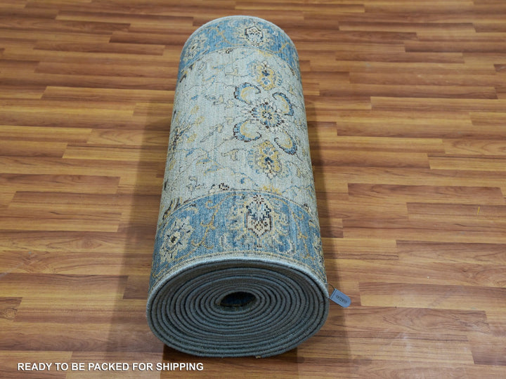 2'7" x 25'10" New Hand Knotted Blue Wool Runner Oriental Rug - MOA10276055