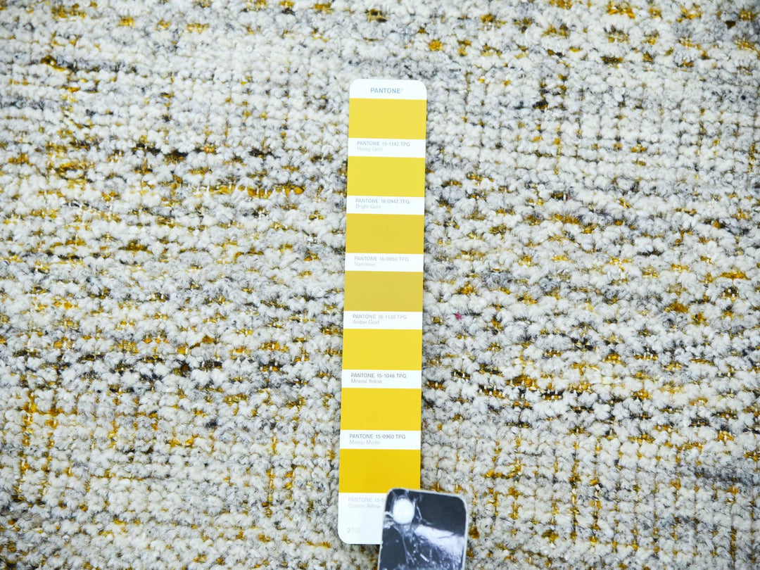 10'1" x 14'1" New Hand Knotted Yellow Wool Rectangle Oriental Rug - MOA10276064