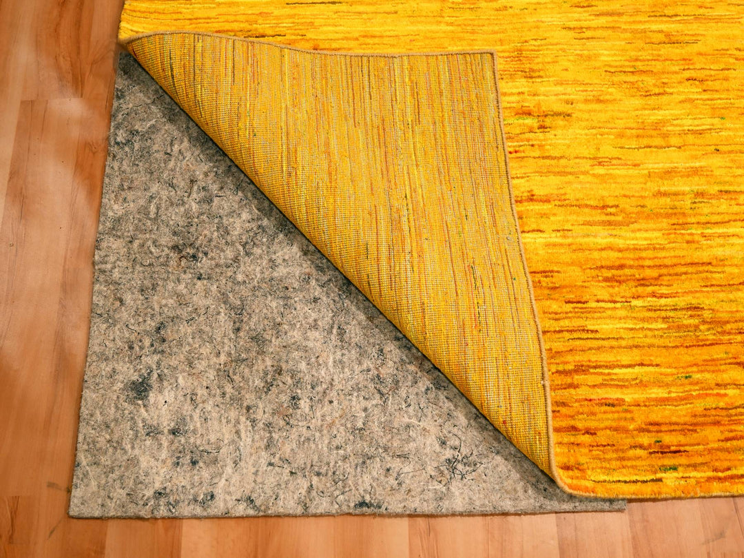 8'11" x 11'10" New Hand Knotted Yellow Sari Silk Rectangle Oriental Rug - MOA10276068
